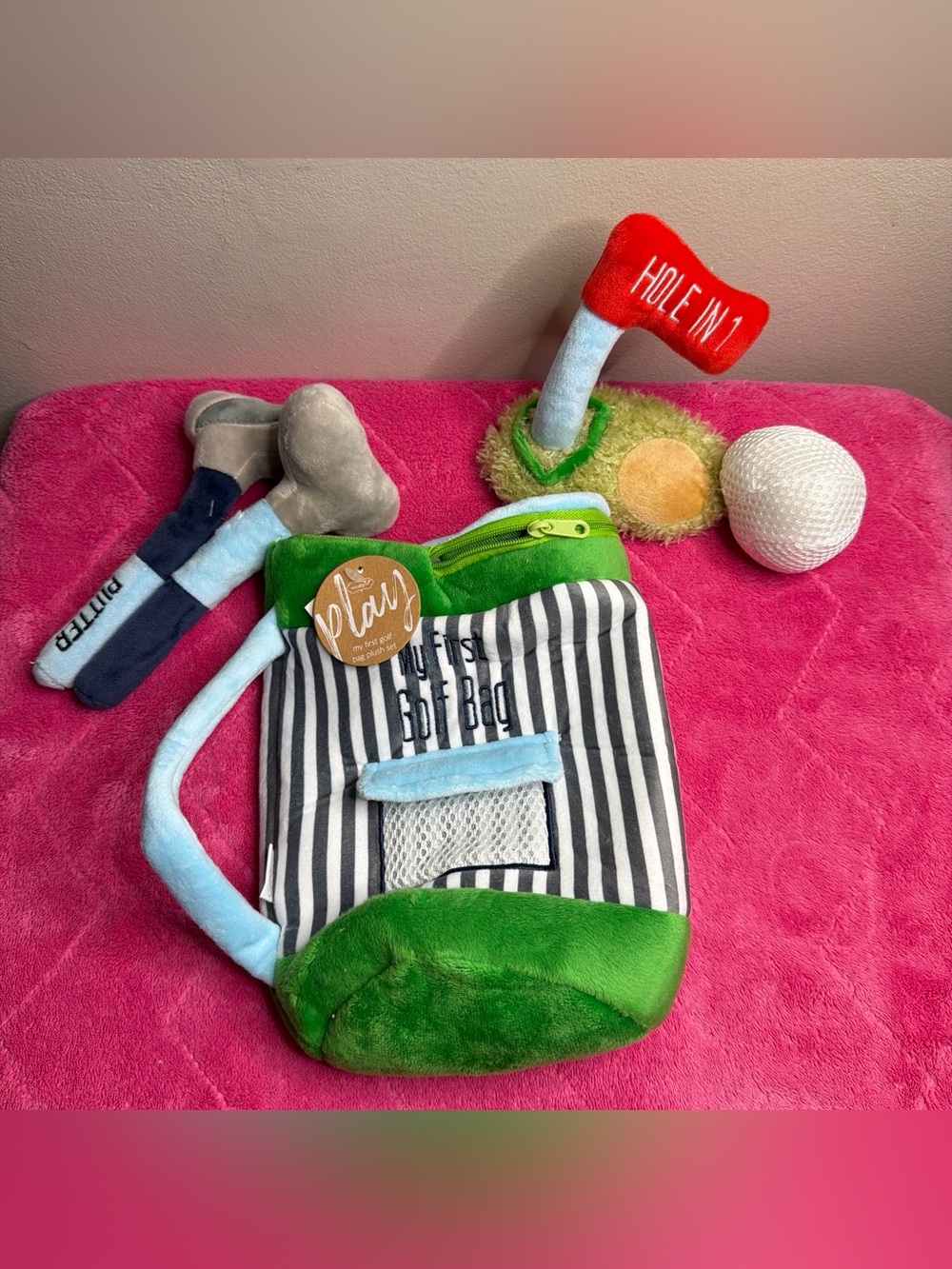 My First Golf Bag Plush Toy - Green, Black & White